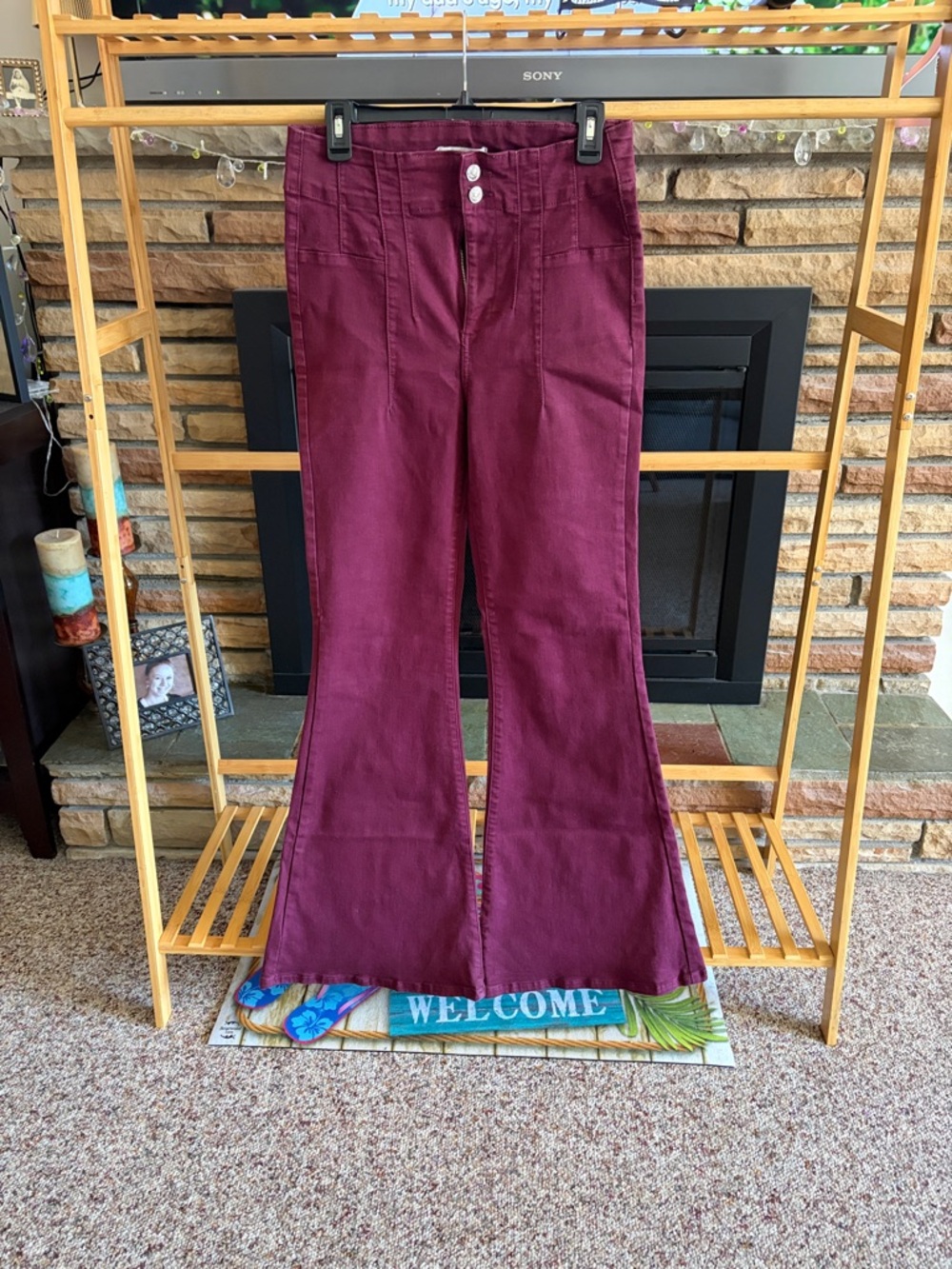 Size 30 - Forever 21 Burgundy High-Waist Flare Pants